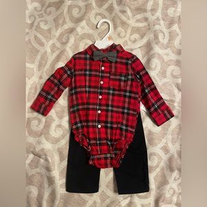 Carters baby boy plaid button down set NWT